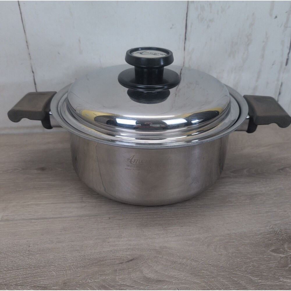 Americraft 4 Qt Quart Stock Pot Dutch Oven Sauce Stainless Steel USA w/ Lid